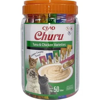 Pamlsek pro kočku Inaba Churu cat snack tuňák & kuře multipack50x14g