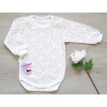 Kojenecký body AMÁLKA Bavlněné body, malé oříškové květy Velikost: 62