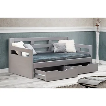 Postel BMB Tandem Harmony rozkládací postel s područkami - buk Moření: bílá, Provedení: Jádrový buk cink, Typ: ostré rohy, Rozměr: 90/180 x 200 cm