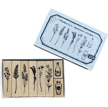 Dětské razítko Sada dřevěných razítek Herbarium (8ks)