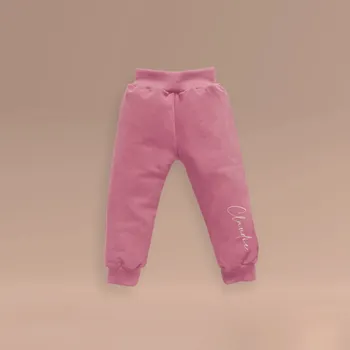 Dětské tepláčky s výšivkou jména Barva: Růžová, Velikost: 6-9 měsíců