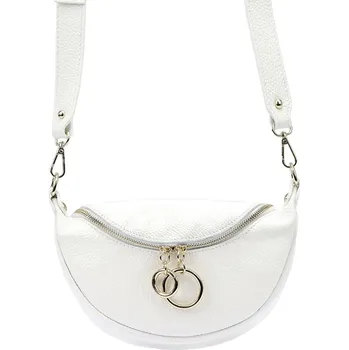 Ledvinka Gregorio L20033 bílá kožená crossbody ledvinka se zlatými doplňky