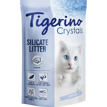 Podestýlka pro kočku 3x5l Tigerino Crystals hrudkující stelivo – Sensitive, bez vůně - výhodné balení