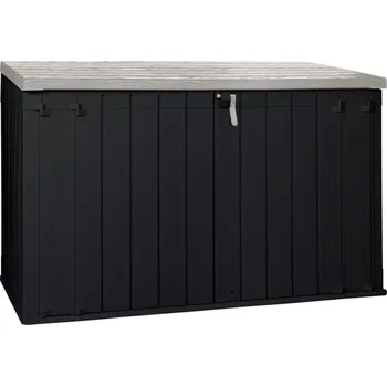Zahradní úložný box Extra velký venkovní úložný box plastový s víkem a dveřmi, grafit, 2770 L