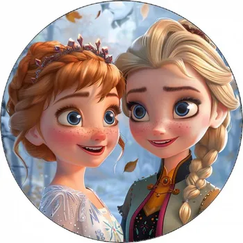 Přisada na vaření a pečení Jedlý papír Anna a Elsa-01 19,5 cm