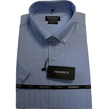 Pánská košile Pánská košile s krátkým rukávem - střih SLIM - vzor F375 - světle modrá barva. - 39