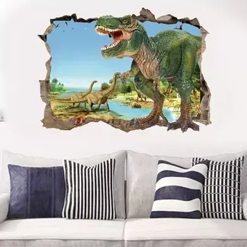 Samolepící dekorace Tapeta na zeď | samolepka na zeď 3D dinosauři - 50 x 70 cm - Zlato