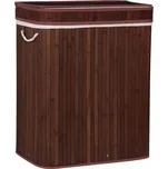 Springos Koš na prádlo 100l třídílný BAMBUS tmavě hnědý
