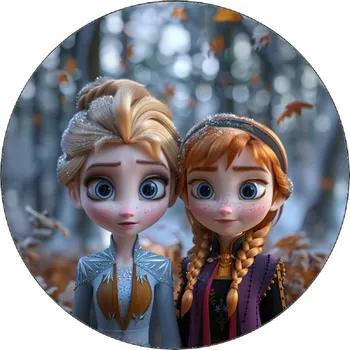 Jedlá dekorace na dort Jedlý papír Frozen Anna a Elsa 19,5 cm