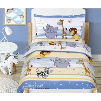 Povlečení Bellatex Dětské povlečení bavlna Agáta, Safari modrá - 90x135, 45x60cm