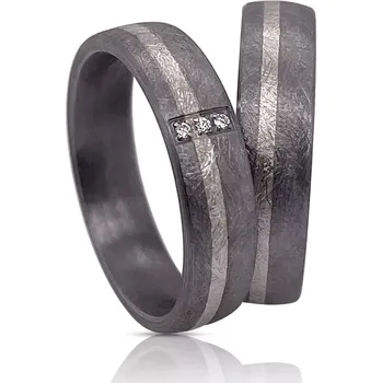 Prsten Tantalové snubní prsteny se stříbrným proužkem