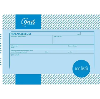 Tiskopis Optys 1284 Reklamační list A5 nepropisovací 100 listů