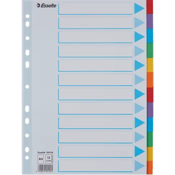 Rozřaďovač A4 kartonový 12ls barevný