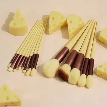 Kosmetický štětec Profesionální sada štětců na make-up - 13ks žluté bez sáčku