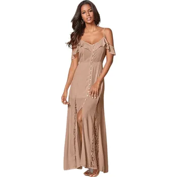 Dámské šaty Dámské dlouhé šaty hnědé S