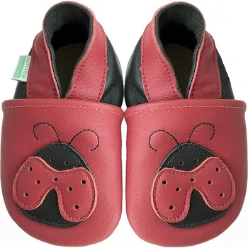 Kojenecké oblečení Hopi Hop Kožené capáčky Barefoot Vel. XL (18-24 měs.) Beruška červená