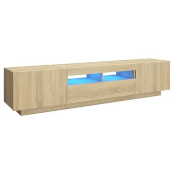 Televizní stolek TV skříňka z kompozitního dřeva s LED osvětlením 180 x 35 x 40 cm