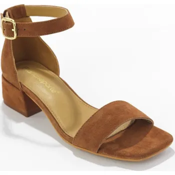 Dámské sandále Sandály z kožené usně, na podpatku hnědošedá 41