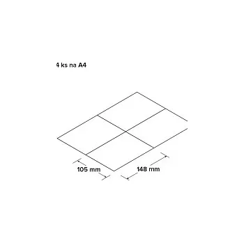Samolepící etiketa Etikety matné 4ks na A4, 100 ks