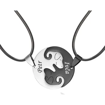 Přívěsek Přívěsky z chirurgické oceli půlené Pejsci Jinjang černo-stříbrné