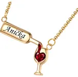Prémiový přívěsek s řetízkem z chirurgické oceli Wine zlatý se zirkony