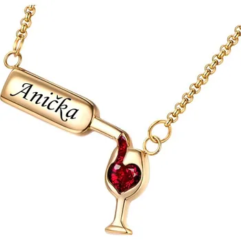 Přívěsek Prémiový přívěsek s řetízkem z chirurgické oceli Wine zlatý se zirkony