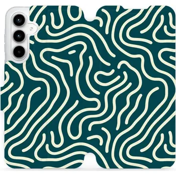 Pouzdro na mobilní telefon Flipové pouzdro Mobiwear - Samsung Galaxy A35 5G - VA61S Béžové linky (Knížkové flip pouzdro, obal, kryt na mobil Samsung Galaxy A35 5G - VA61S Béžové linky, materiál Umělá kůže + TPU - ochrana 360°, stojánek, silikonová vanička, magnetické zavírání)