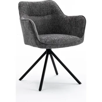 Jídelní židle Moderní designová otočné křeslo Kristal Graphite s tmavým šedým čalouněním a kovovými nožičkami 80 cm