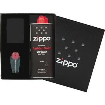 Dárková krabička Papírová dárková krabička ZIPPO s benzínem a kamínky