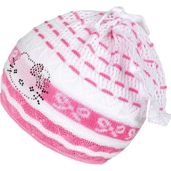 Kojenecká čepice Pletená čepička-šátek New Baby kočička růžová, Velikost 104 (3-4r)
