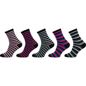 Dámské ponožky Dámské ponožky NOVIA | lycra proužek ČERNÁ 1074 - balení 5 párů Velikost: 24-25 ( 37-38 )