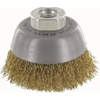 Drátěný kartáč Abraboro KNOFLÍKOVÝ KARTÁČ 60 MM/M14 ABRABORO - VLNITÝ DRÁT 0,3 MM MOSAZ AB90409051 ABRABORO