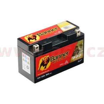 Motobaterie baterie gelová 12V, YT7B-4, YT7B-BS, 6Ah, 90A, BANNER Bike Bull GEL 150x65x92
