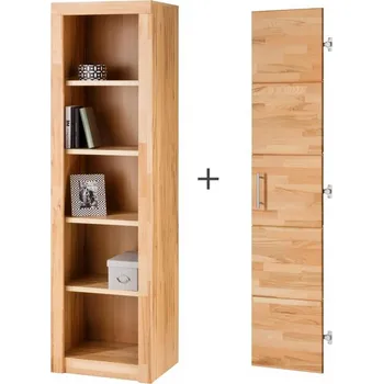 Knihovna LINZ - knihovna s dveřmi jádrový BUK masiv 190 cm 167