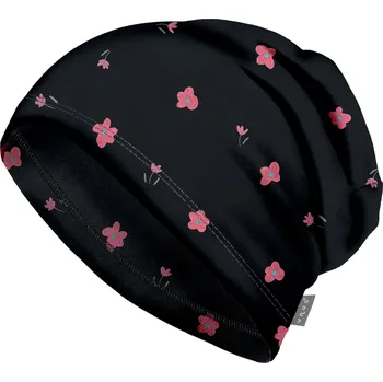 Čepice Dětská čepice fleecová Homeless, Černá, Květiny Velikost: M (49-52 cm)
