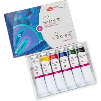 Speciální výtvarná barva Nevskaya Palitra Sada akrylových barev Sonnet sada 6x46 ml