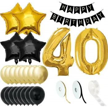 Okenní dekorace Sada narozeninových balónků 40, černo-zlaté SPRINGOS PS0023