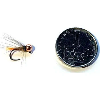 Umělá nástraha Slavíček muškaření Světlý orangetag vel.h.16 hl.3,5mm, měděná