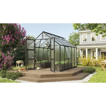 Skleník Skleník Vitavia Olymp 8300 polykarbonát 6 mm 257 x 324 cm černý vč. základového rámu
