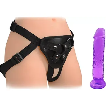 Připínací penis Strap-on s velkým gelovým penisem - 19 cm