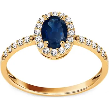 Prsten Zlatý prsten se simulovaným safírem a zirkony Aurelia IZ24411PR + dárkové balení LUXUS zdarma