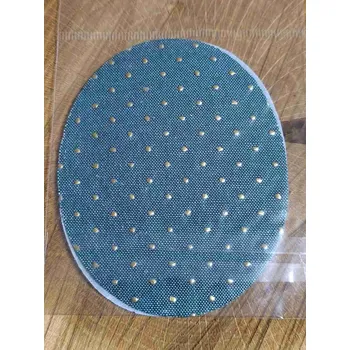 Textilní nažehlovací páska Nažehlovací záplaty riflové 6,8x8,5 cm 2 ks tečky zelená