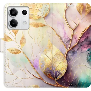 Pouzdro na mobilní telefon Flipové pouzdro iSaprio - Gold Leaves 02 - Xiaomi Redmi Note 13 5G