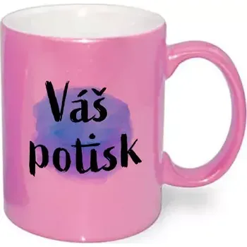Růžový metalický hrnek s vlastním potiskem