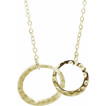 Módní doplněk JSB bijoux s.r.o. Zlatý ocelový náhrdelník dva kruhy s kovaným dezénem bez krystalů