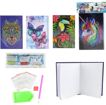 kreativní sada Teddies Kreativní sada diamantový deník 14,5x21cm s nalepovacími diamanty 4 druhy