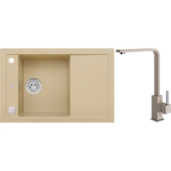 Alveus Set Formic 30 Granitový dřez s odkapem 760x500 mm + baterie Afra 55, béžová, SETA20167