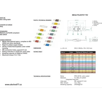 Autopojistky DC MEGA-pojistka 100A/58V