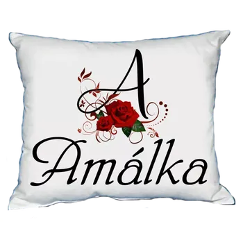 Dekorativní polštářek Polštář s dámským jménem AMÁLKA Bílý (polštářek dámské jméno )