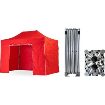 Zahradní stan Nůžkový párty stan 3x4,5 m TENTino BIG HEXAGON EXTREME Barva opláštění: 7A - ČERVENÁ